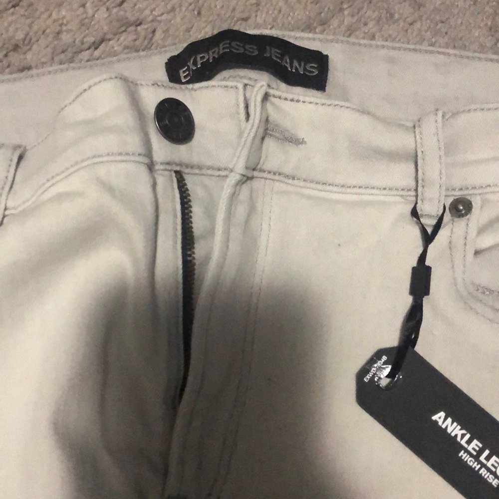 Express gray ankle jeans